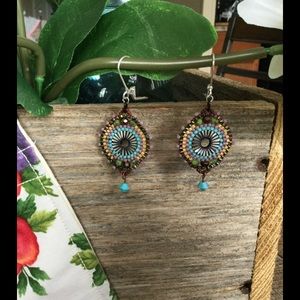 Earrings, beaded, handmade
